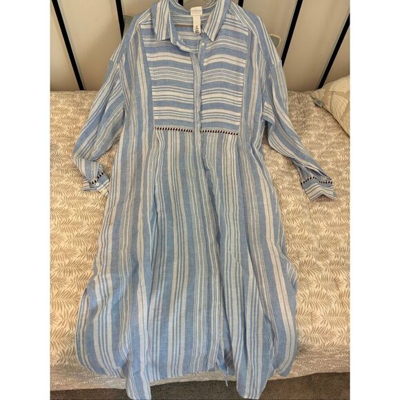 NWOT H&M x Lemlem by Liya Kebede linen striped shirt dress, $180 Large - Picture 3 of 9